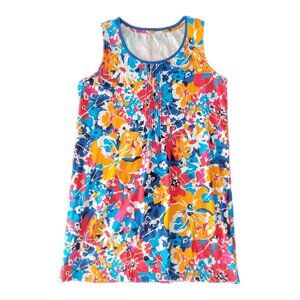 Floral Cotton Pintuck Tank Dress from Land's End Bright Multicolor